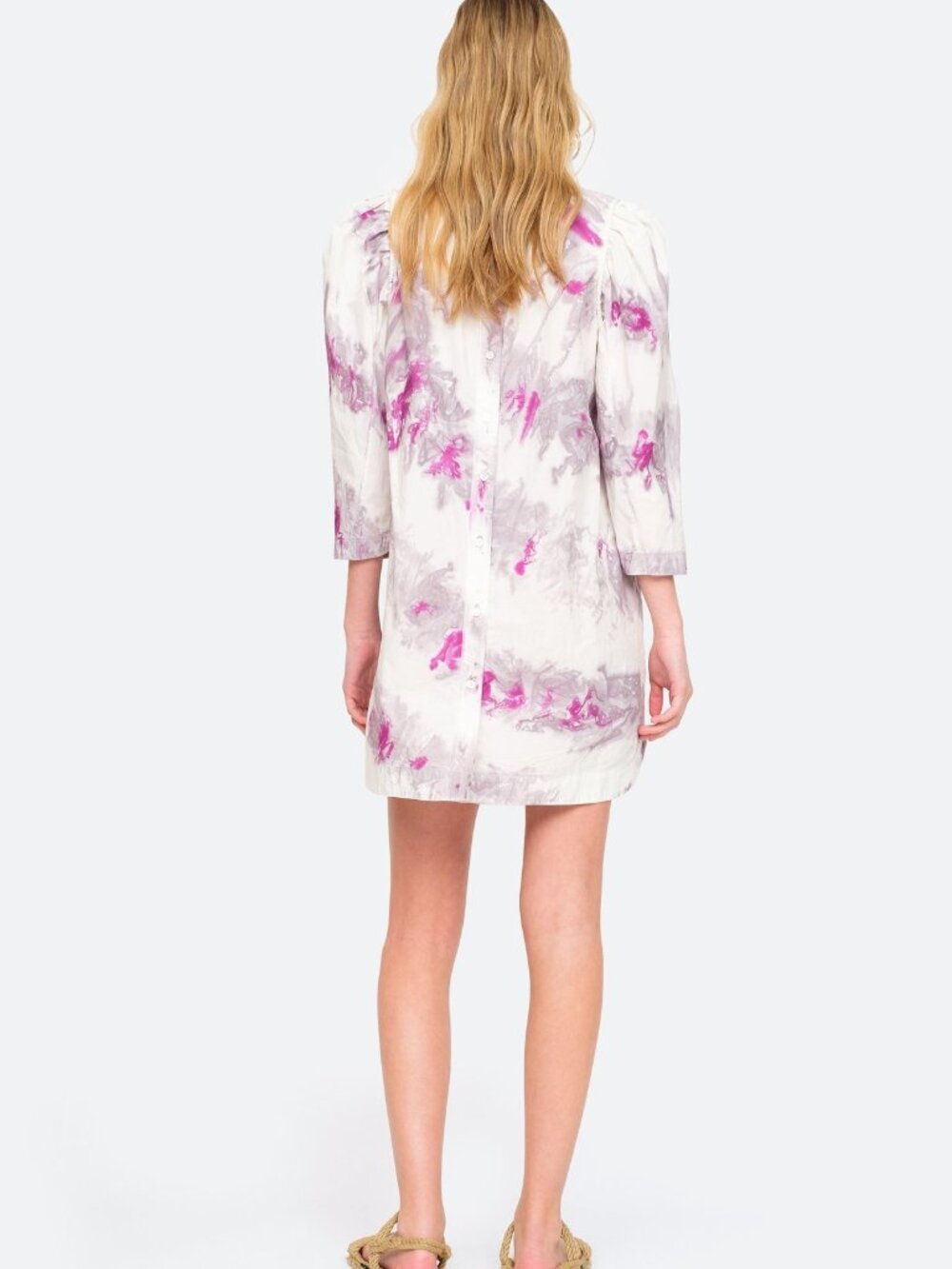 Sea New York Tie-Dye Puff Sleeve Cotton Mini Dress - Size S - Picture 3 of 14